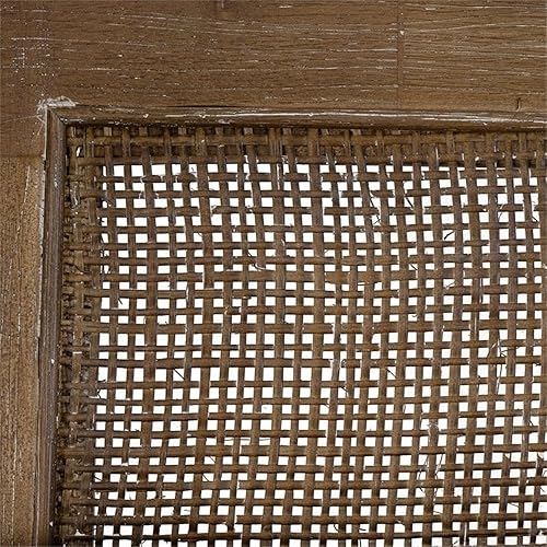 Miniatura 5 de Linon Memphis - Banco de madera de transición de 17 pulgadas con respaldo de caña tejida, asiento acolchado beige, requiere cierto montaje, en