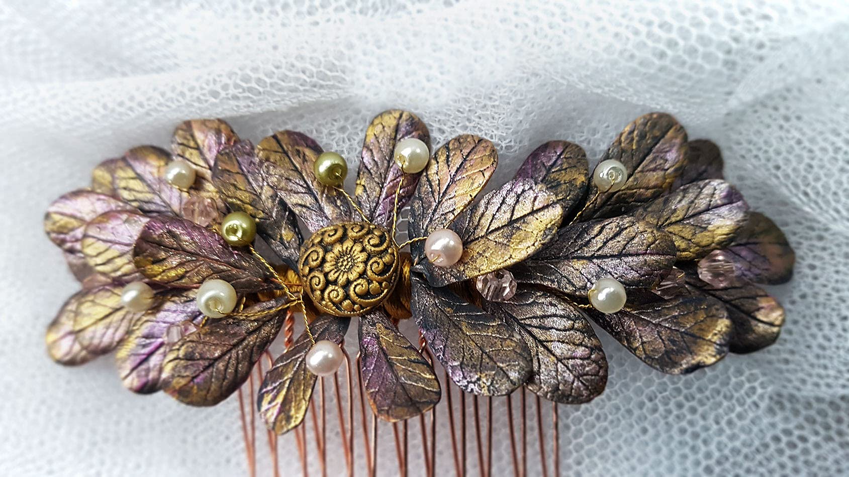 Peineta Sposa Ornamento Fiaba per capelli-Fiori Porcellana porcellana porcellana fredda accessori per capelli-pettine per capelli