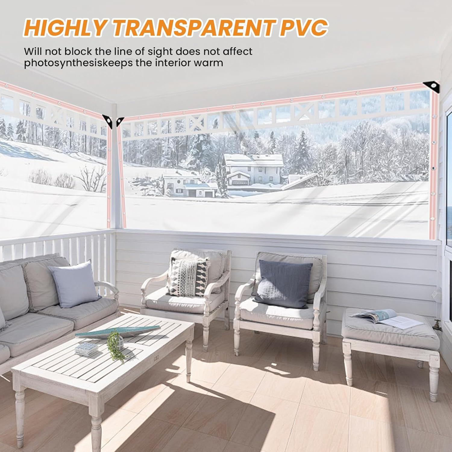 13x16FT Clear Waterproof Tarps(increase grommets,Windproof Rope +Ties)Poly Tarpaulin Outdoor Garden Rainproof Covering,Clear Vinyl Tarp with for patio,for Covering Henhouse Porch Canopy Plant Camping