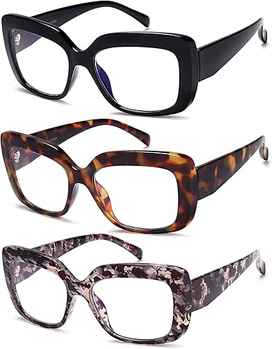 Miniatura 1 de DUMOK Lentes de lectura de gran tamaño para mujer, con bloqueo de luz azul, para lectura de computadora, antifatiga ocular