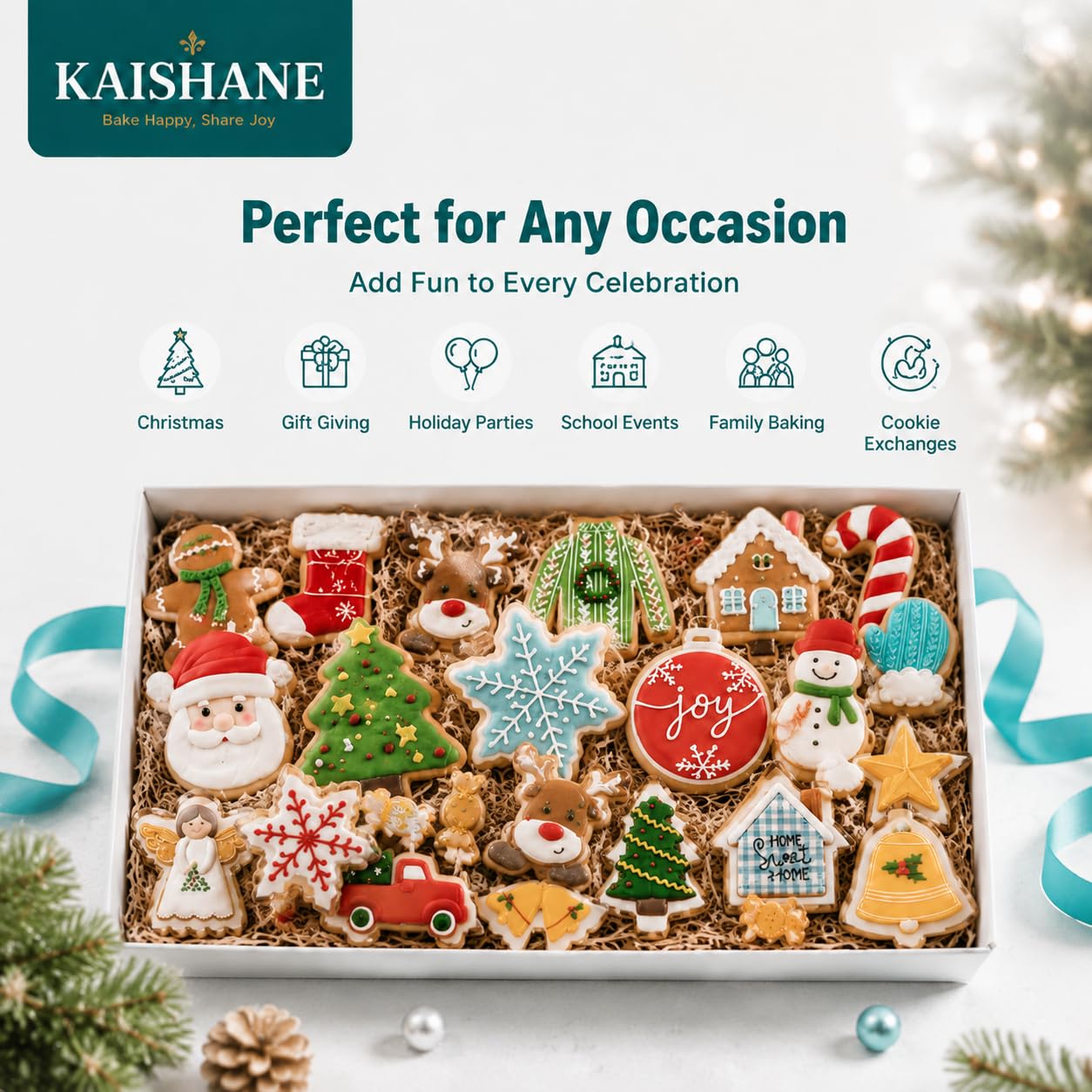 Juego de 25 cortadores de galletas de Navidad de acero inoxidable para Navidad, muñeco de nieve, hombre de jengibre, copo de nieve, árbol de Navidad, cerveza y más formas para hornear Navidad