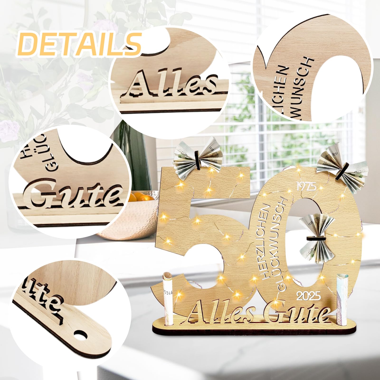 Leuk Houten Verjaardagscadeau Voor De Portemonnee - Geld Cadeau Verjaardag Geldcadeaupakket Met Verjaardagskaart Decoratie Voor Feesten Partijen
