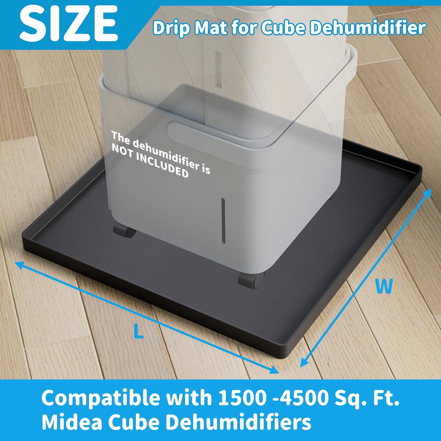 Air Jade Dehumidifier Drip Tray, Compatible with Midea Cube Dehumidifiers, Anti-Leakage Water Tray with Raised Edge, Non-Slip & Floor Protection Tray Mat for Cube Dehumidifier