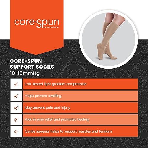 Miniatura 3 de Core-Spun 10-15mmHg Medical Light Graduated Rodilla Calcetines de compresión alta