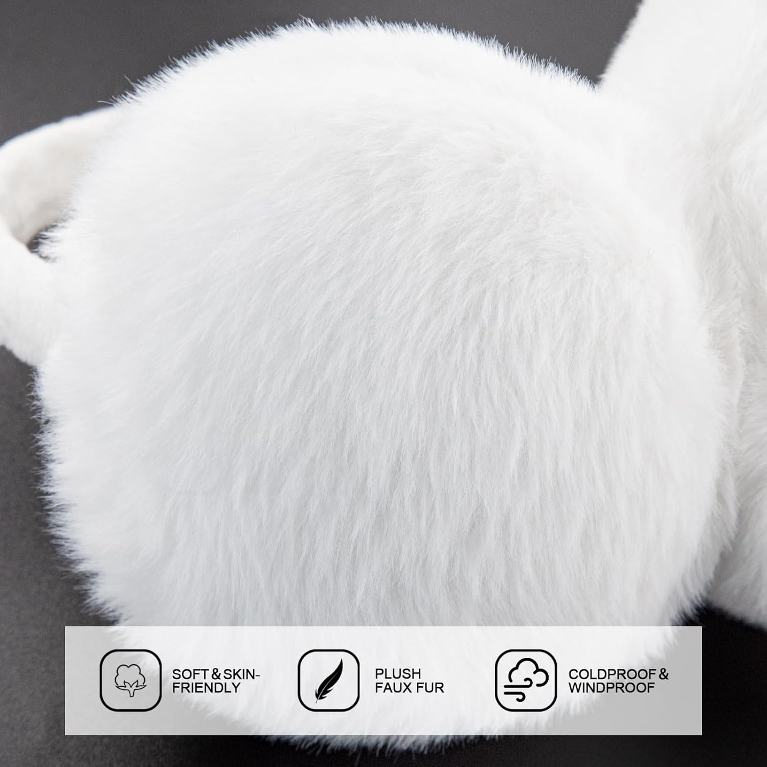 Winter Ear Muffs Women Fuzzy Earmuffs Faux Fur White Ear Warmers Girls Black Warm Ear Covers Fluffy Cute Pink Large - Image 2