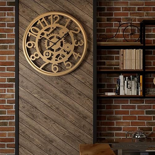 Reloj de pared retro hueco circular engranaje reloj de pared silencio creativo minimalista moda personalidad metal hierro artesanía bar restaurante