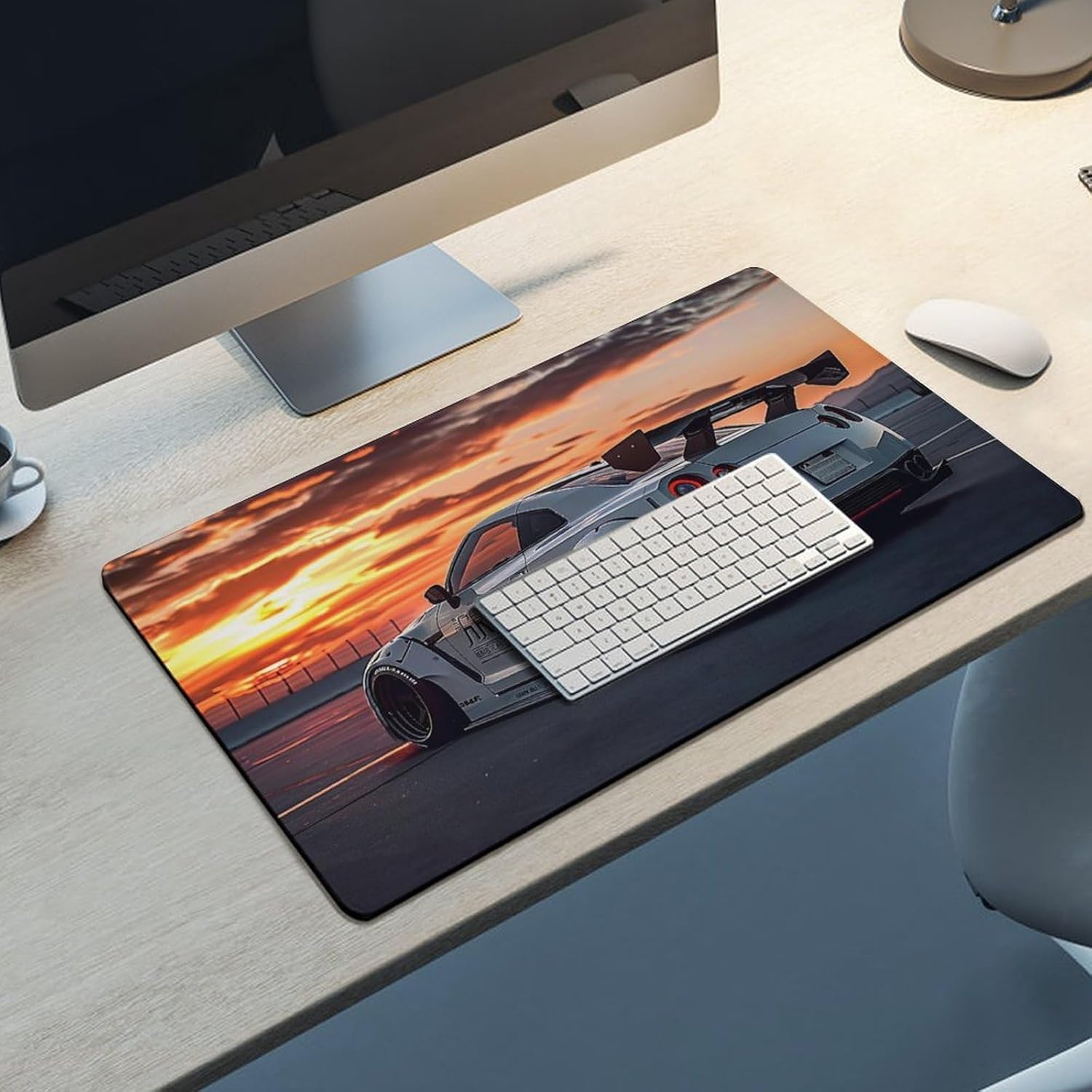 Large Mouse Pad JDM Car R35 Static Sport Sunset Desk Mat Computer Accessories Gaming Office Organizers Supplies Decor Essentials Keyboard Pads for Desk Rubber 40X80cm