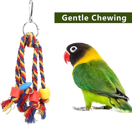 Miniatura 2 de Zerodis 3 piezas de juguetes para masticar pájaros, periquitos, juguetes de cuerda de algodón coloridos, juguetes de loros, cuentas de cuerda de
