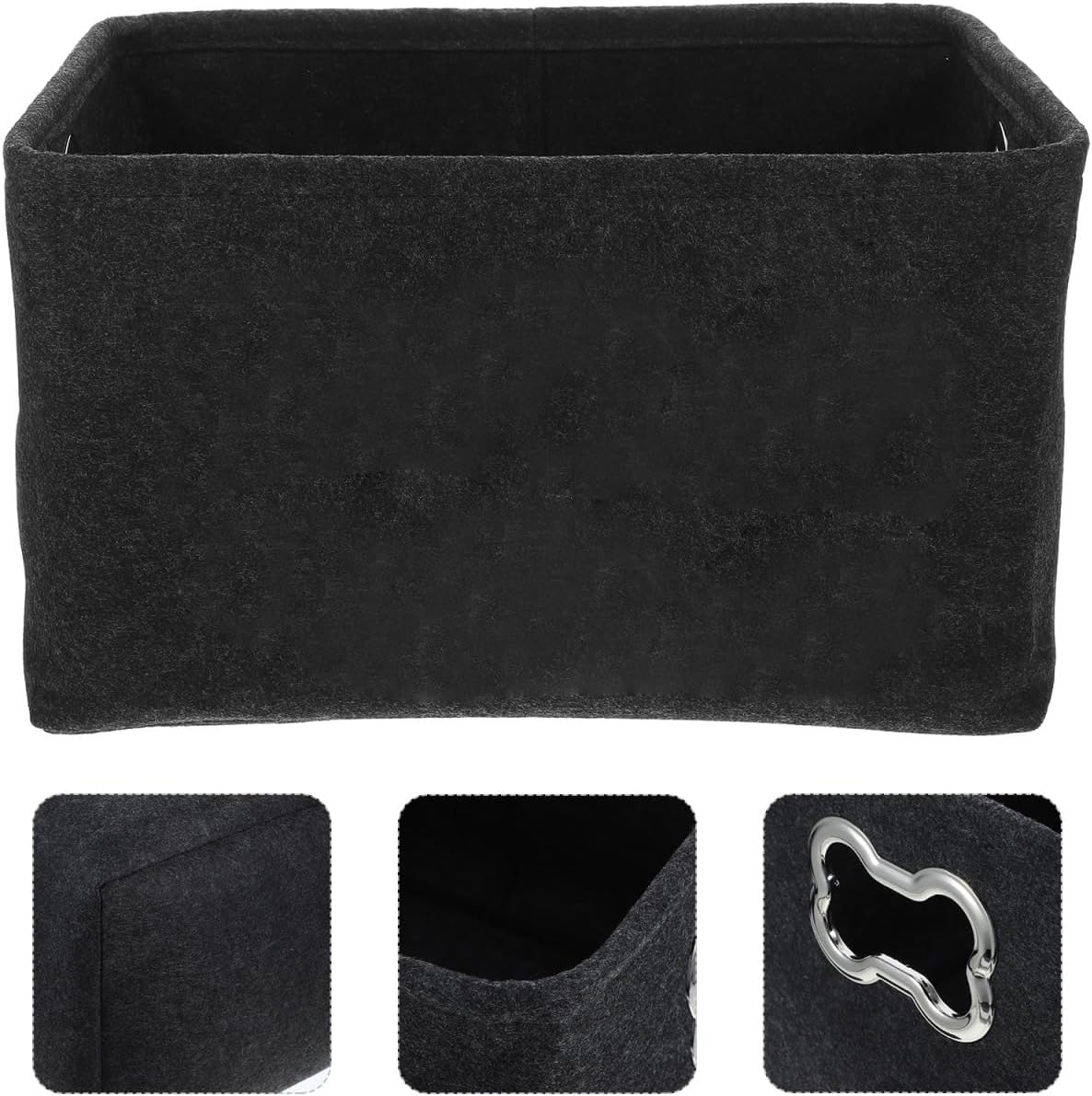 Mipcase Dog Toy Storage Box 15.35X11.02X8.66 Inch Felt Organizer with Metal Handles Portable Pet and Kids Toy Basket for Home Nursery Storage