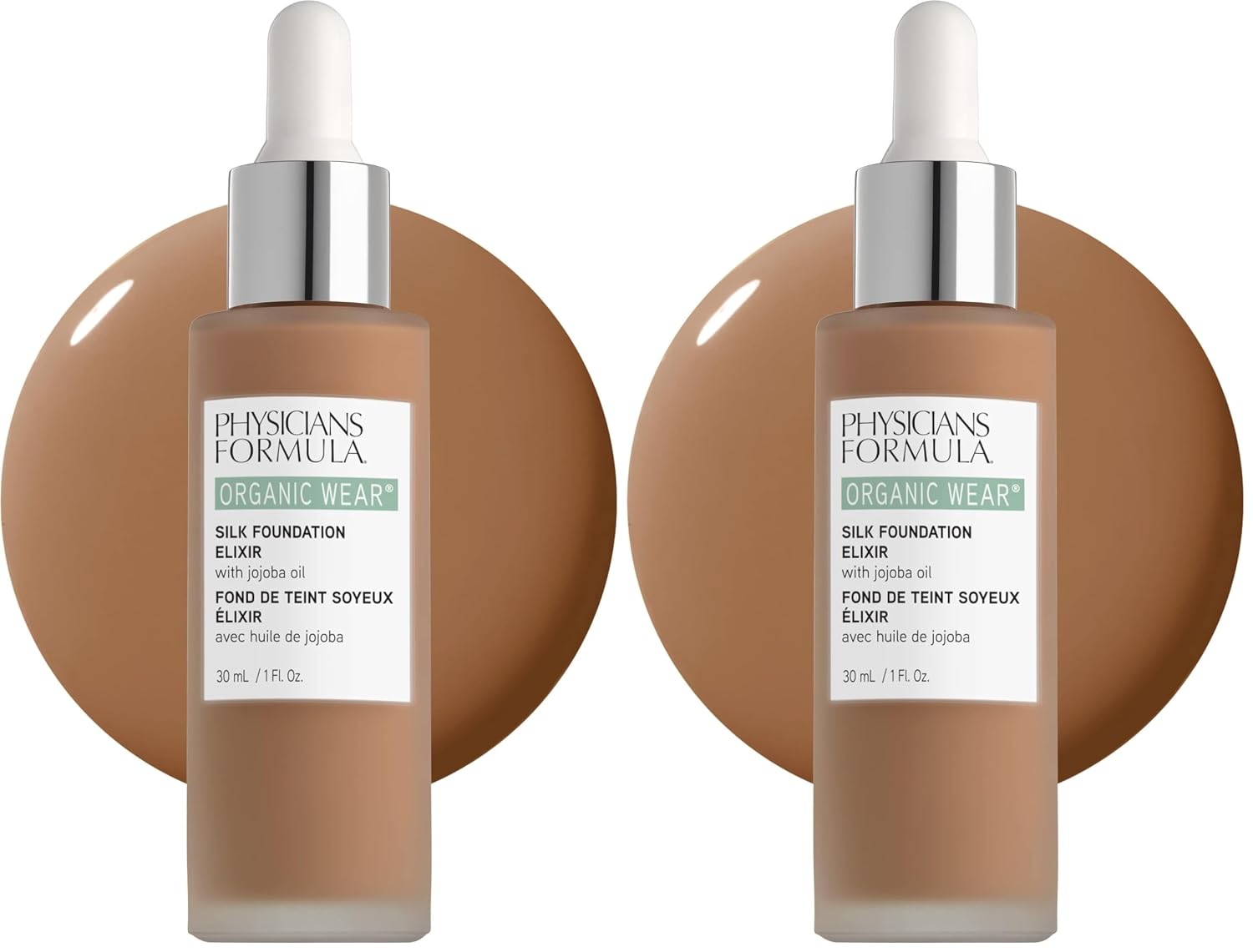 Physicians Formula Organic Wear All Natural Liquid Foundation Elixir Fair-to-Light, Full Coverage | Dermatologist Tested, Clinicially Tested