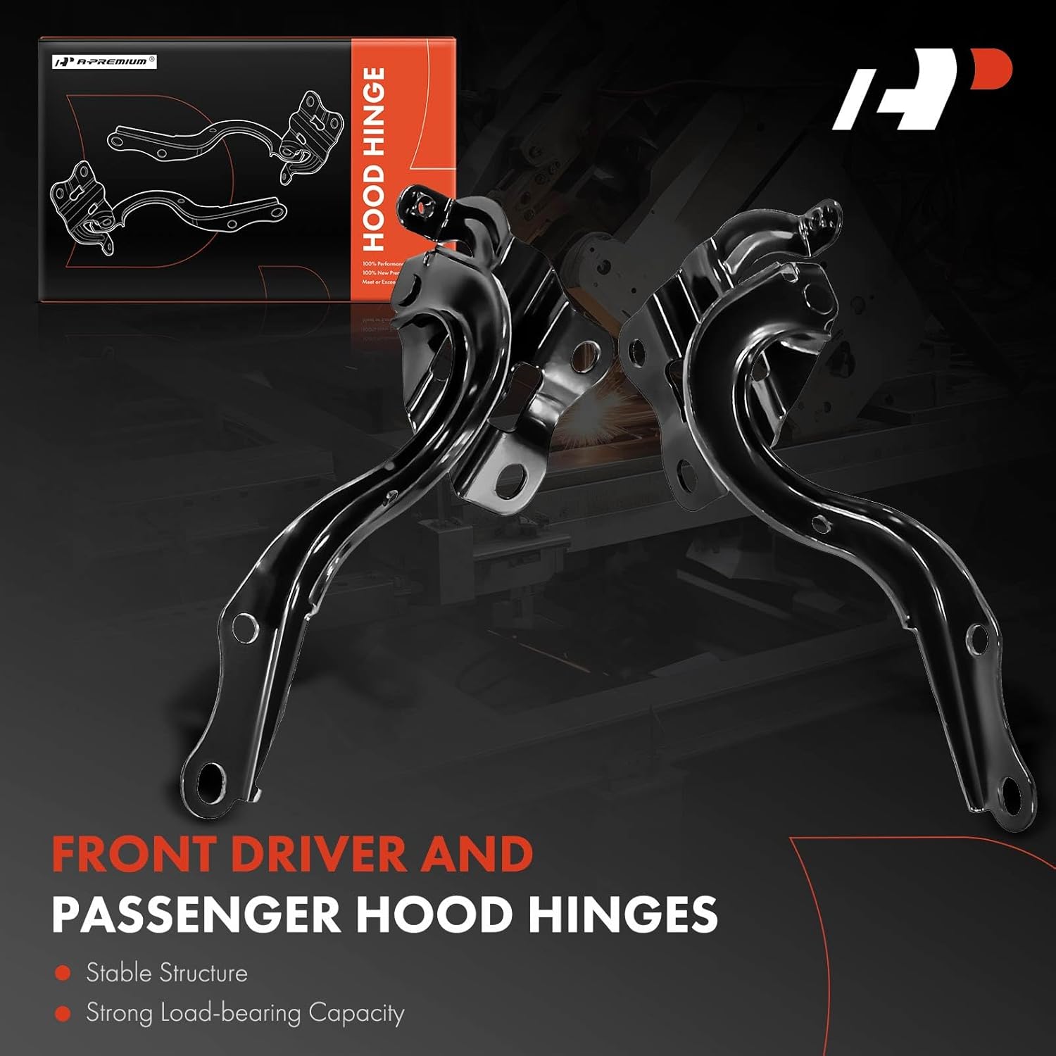 A-Premium Driver and Passenger Hood Hinges Compatible with Toyota Corolla 2017 2018 2019 Sedan, Set of 2 Front Left and Right Side Hood Hinges, Replace# 5342002280, 5341002280