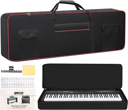 MUINS 88 Key Keyboard CaseInner dimension 55.1"*17.1"*6.7",digital piano Keyboard carrying travel case Gig bag,thickened waterproof foldable 600D Oxford cloth,Music Page Holder & Keyboard Stickers