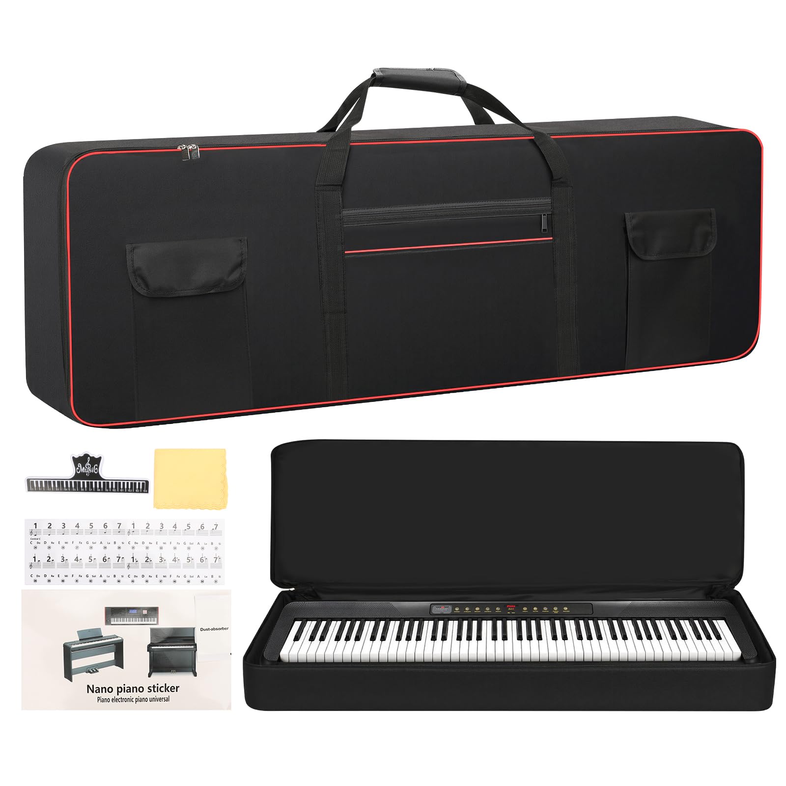 Housse de transport pour piano numérique pour clavier domestique (88 touches (noir), 88 touches, 135,9 x 35,8 x 17 cm)