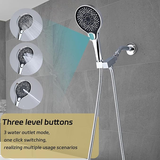 Regadera de Mano de Alta Presión Hamckay 3 Modos, 5.1 Pulgadas, Negro Mate miniatura 4