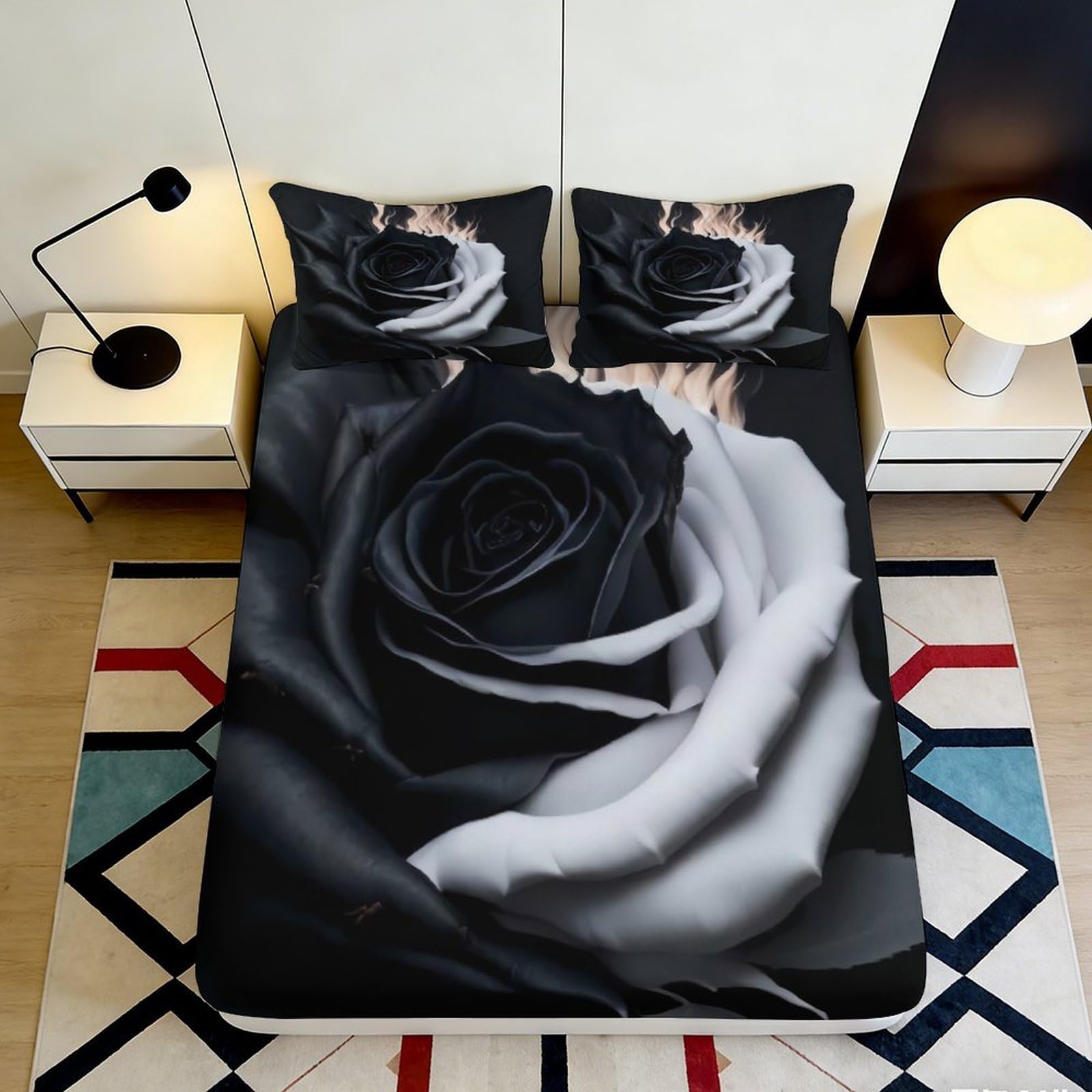 3D Printed Fire Truck Fitted Sheet Microfiber Deep Pocket Non-Slip Elastic Fire Theme Mattress Fitted Cover Washable Bedding 90x200x25cm