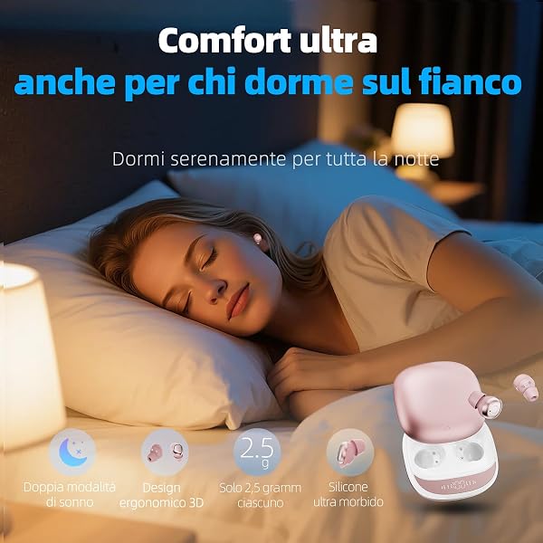 Cuffie Bluetooth, Cuffie per Dormire sul Fianco, Auricolari Bluetooth 5.4 con Doppia Modalità Sonno, 40 Ore Mini Sleep Earbuds Bluetooth, 6 modalità EQ Mini In Ear Auricolari IPX7, Display LED - 2
