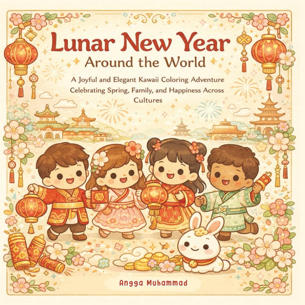 Lunar New Year Around the World: A Joyful and Elegant Kawaii Coloring Adventure Celebrating Spring, Family, and Happiness Across Cultures