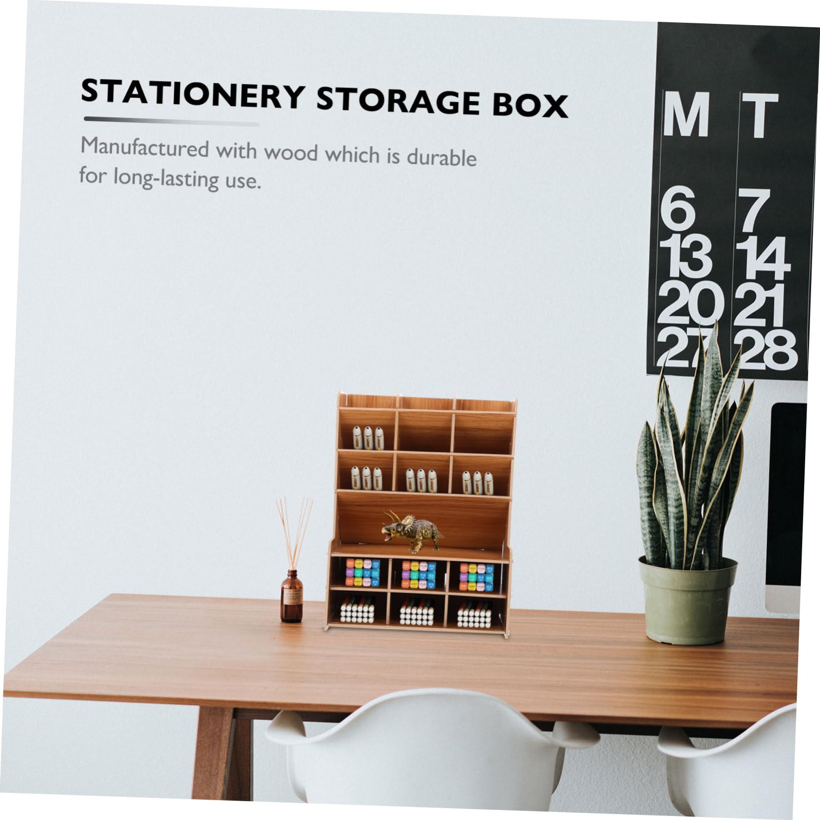 Holibanna Portalápices Creativo de Madera Diseño Simple y Limpio, Caja Organizadora Fácil de Limpiar para Escritorio y Almacenamiento de Papelería en Oficina