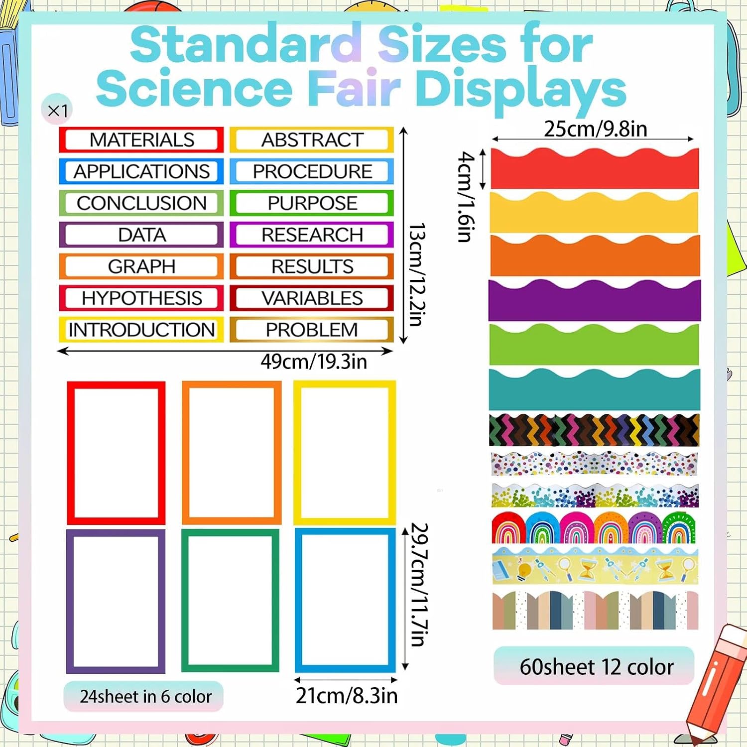 Science Fair Board Supplies 98 Pcs for Scientific Display, Multicolor image 2