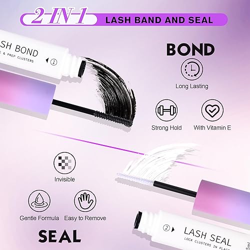 Miniatura 5 de Kit de extensión de pestañas con volumen, kit de extensiones de pestañas rizadas D, kit de pestañas individuales con unión de pestañas y sello y