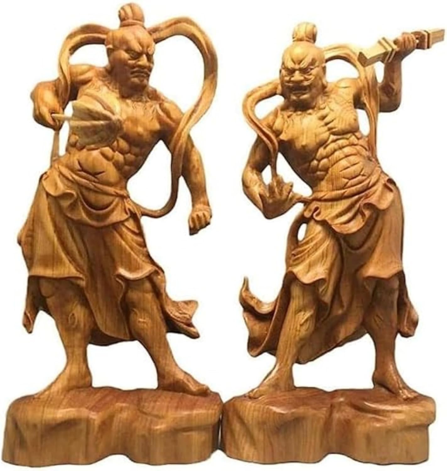 日蓮掛け軸及び木彫の仏様付仏壇と木製タンス 引き出し付き ダークブラウン