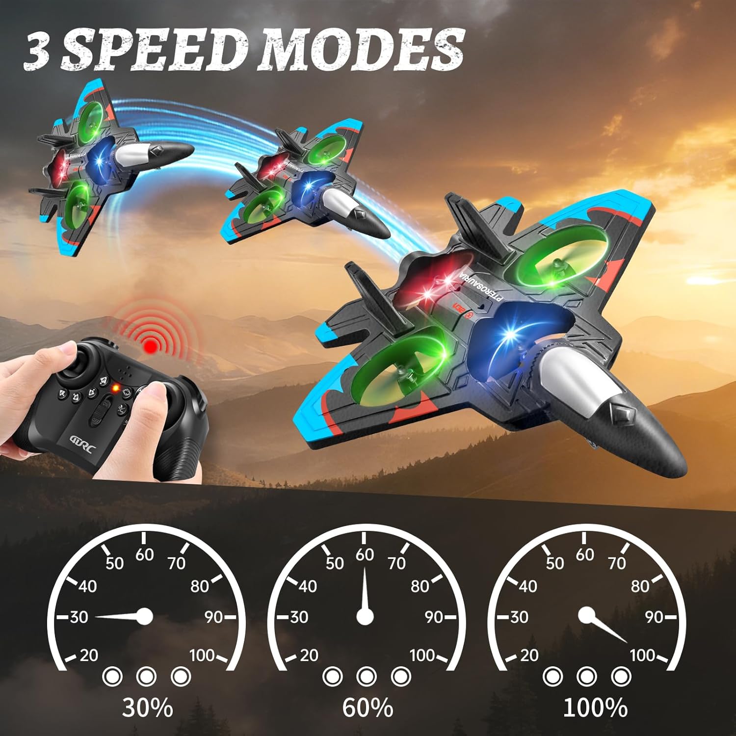 Foam Remote Control Airplanes RC Planes for Kids Adults, RC Airplane Fighter Jet with Light, 360° Flip Fighter Jet Toys, Stunt Roll, Airplane Toy Gifts for Kids Boys