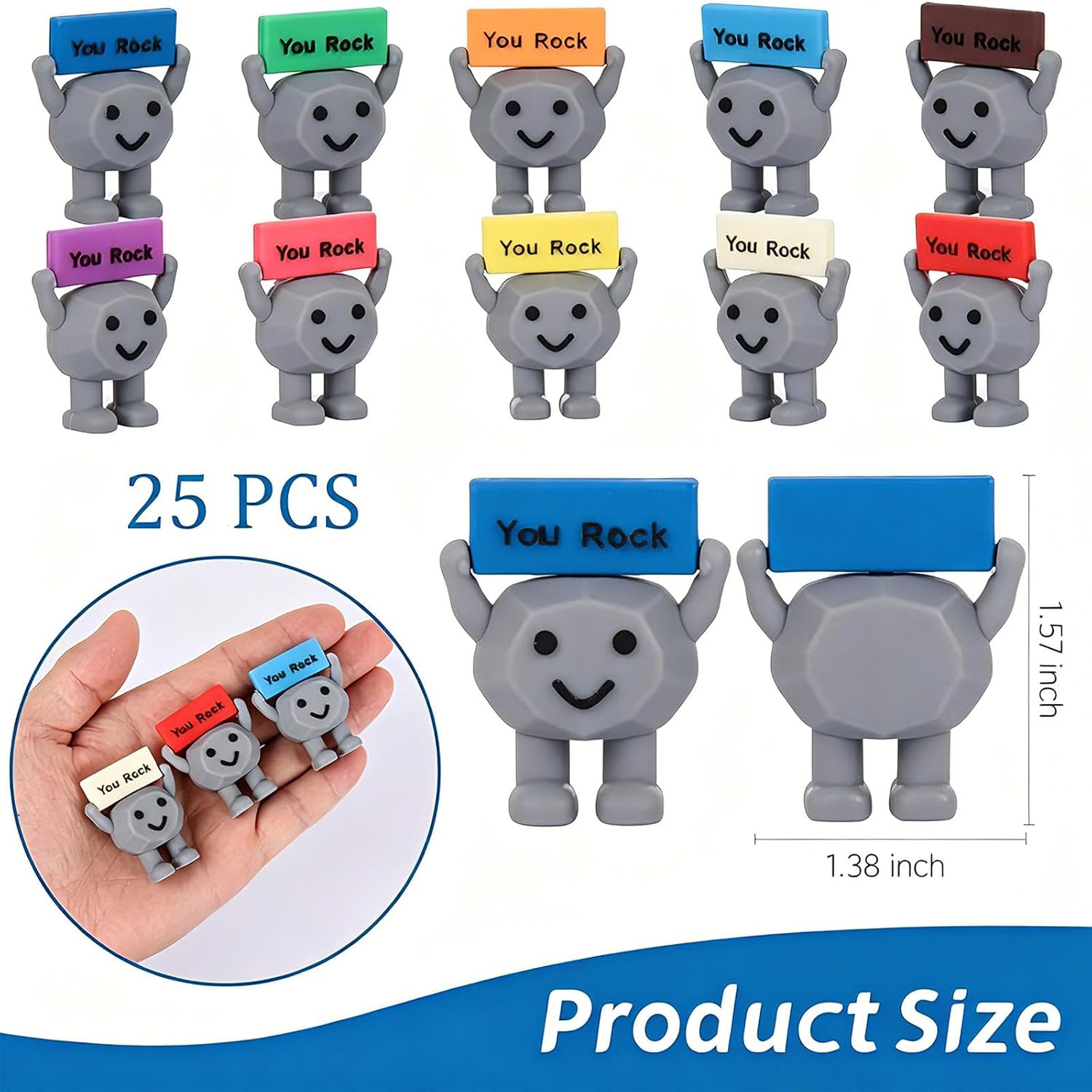 Mini Rubber You Rock Toys Positive Gifts You Rock Mini Miniature Figurines Decorations and Encouragement Birthday Motivational Gifts for New Grad, Coworkers, Students & Children (1 Bottle)