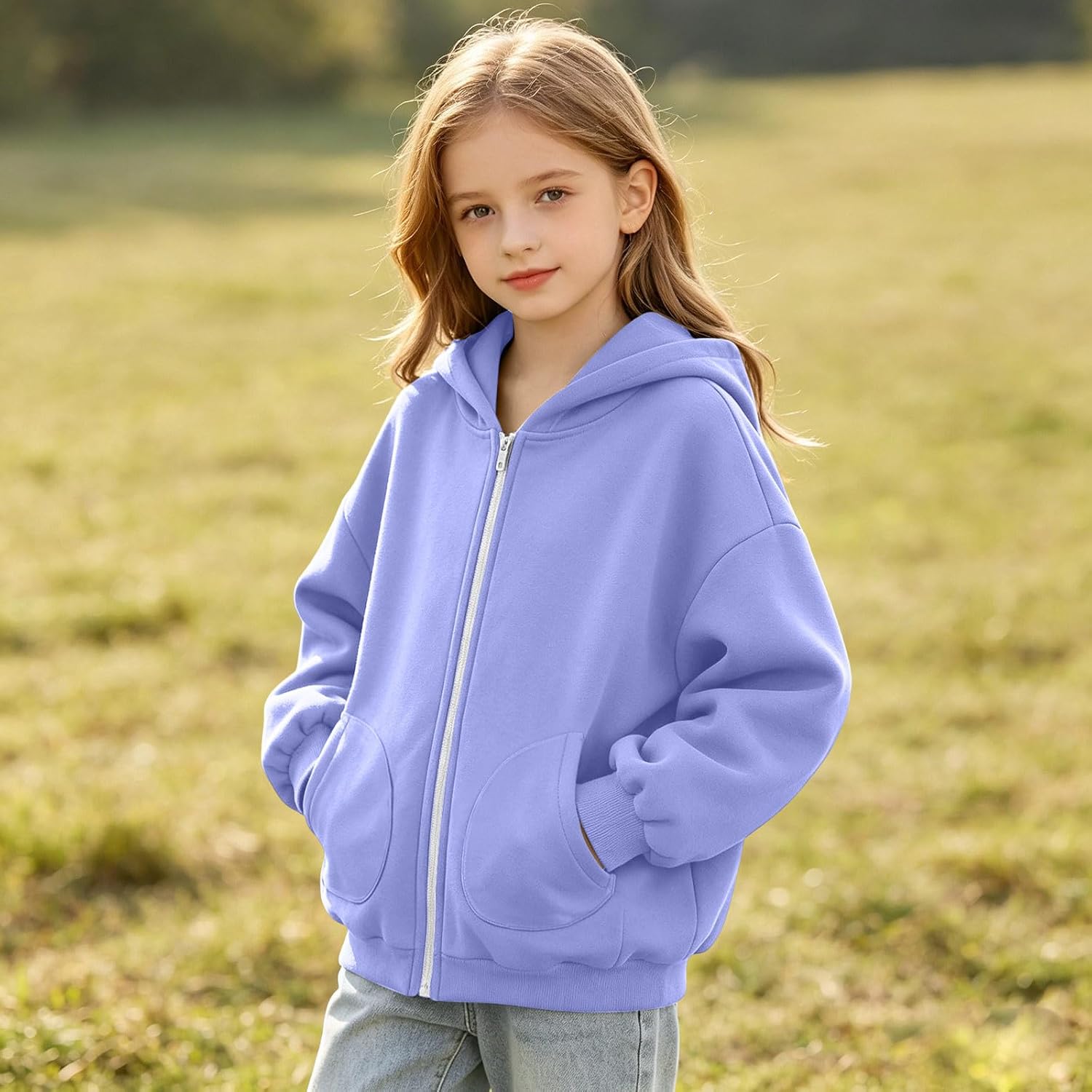 Toddler Girls Fleece Lined Zip Hoodie Winter Sweatshirt