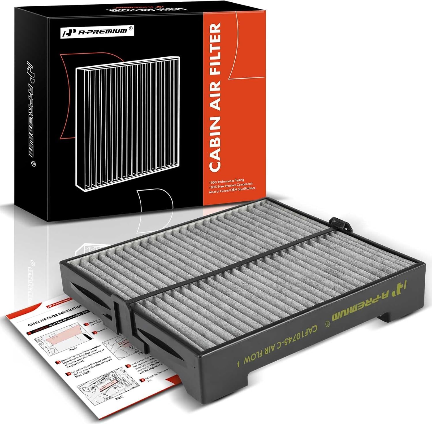 A-Premium Cabin Air Filter with Activated Carbon Compatible with Subaru Forester 2003 2004 2005 2006 2007 2008, 2.5L, AWD, Replace# G3010SA100, 72880SA000