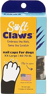 Soft Claws Dog Nail Caps, 40 XX-Large Nail Caps, Made in USA - Vet Developed, Safe & Non-Toxic Easy to Apply Claw Covers | Protects Furniture & Skin, Black and Silver Sparkle