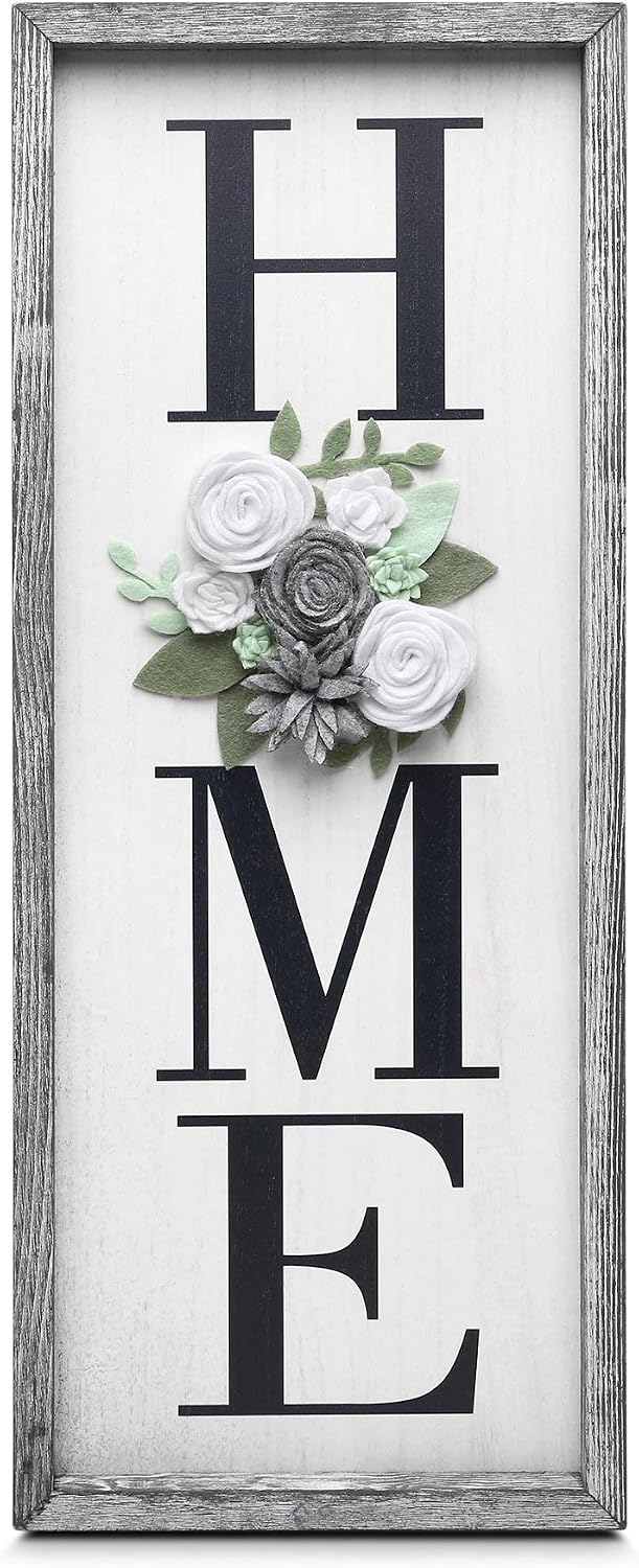 GBtroo Vertical Wooden Signs for Home Decor Farmhouse Vertical Wood Framed Sign for Home Decor, Gallery Wall Art,Home Plaque Wall Hanging Sign 21.7x8.6, Rustic Grey