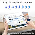 21.5 Inch Portable Touchscreen Monitor, 1080P Computer Touch Screen w/VESA Stand Touch PC Display, 75Hz, Multi-Touch Monitor, DC HDMI & USBC for Phones PC Phone Business