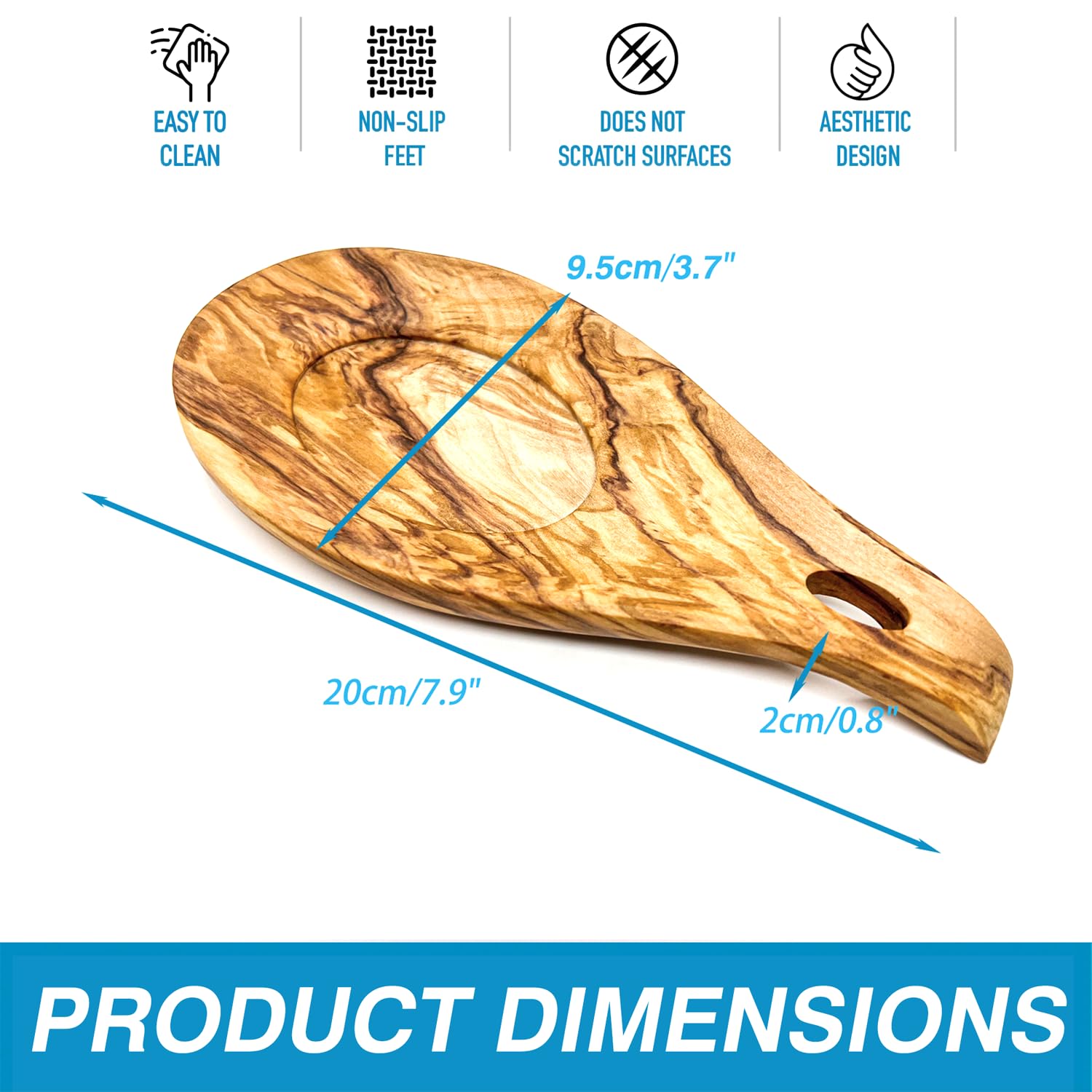 Repose Cuillère en Noyer, Porte-cuillère en Bois Résistant à la Chaleur pour Cuisinière