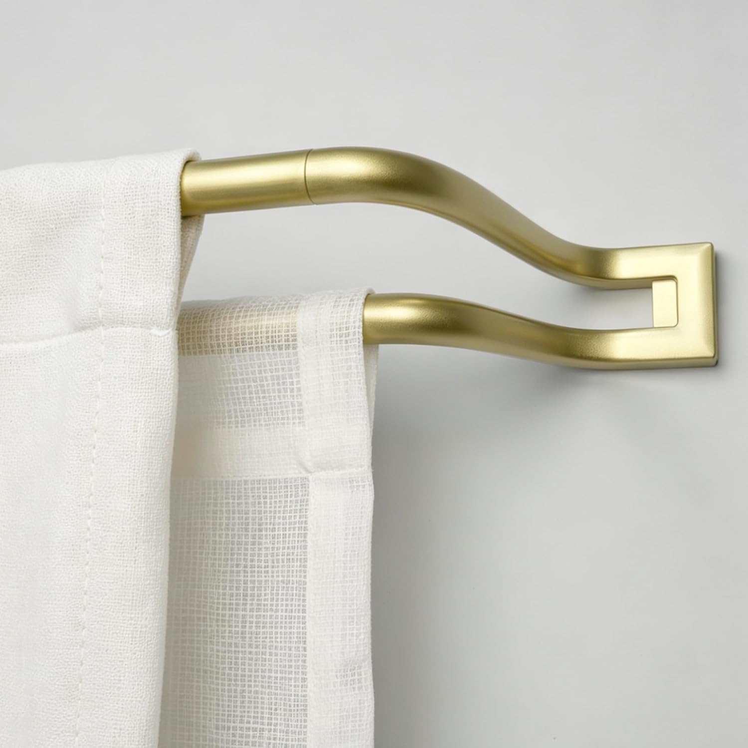 Blackout Double Curtain Rod Set Square Finals, Wrap Around Drapery Rod for Room Darkening Panels, 88 to 120 Inches, Gold
