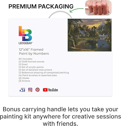 Miniatura 60 de Ledgebay - Pintura por número para adultos – Kits de pintura por números, pintura sin arrugas por números para adultos principiantes, 12 x 16