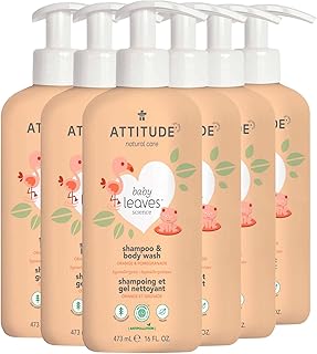 ATTITUDE 2-in-1 Shampoo and Body Wash for Baby, EWG Verified, Dermatologically Tested, Made with Naturally Derived Ingredients, Vegan, Orange and Pomegranate, 16 Fl Oz