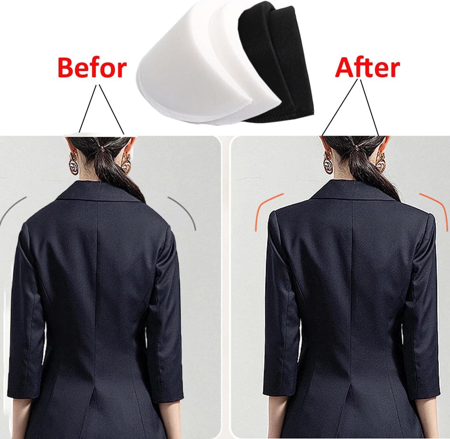 SZMUHLNY 2 Pairs Shoulder Pads Thickness 0.78in/2 CM Sewing Foam Pads Set-in Sponge Shoulder Pads for Womens Clothing Shoulder Enhancer for Men Blazer Suit Coat Jacket Dress Clothes Sewing Accessories - Image 5