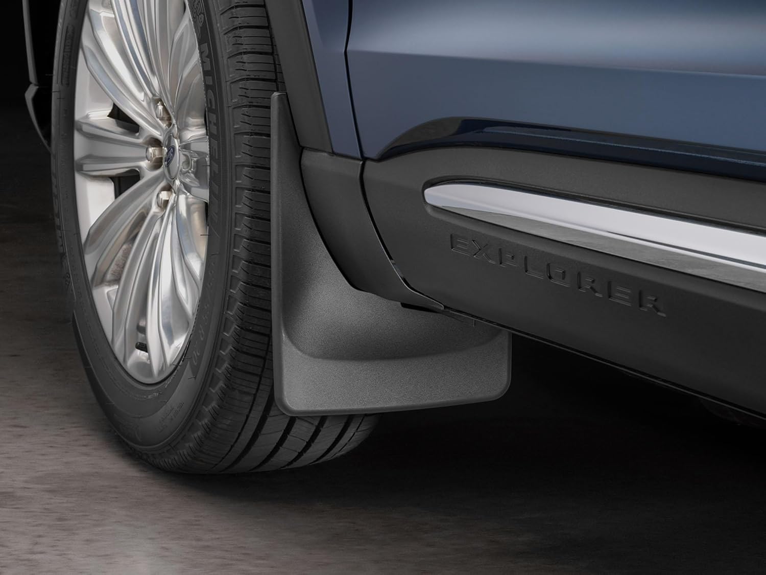 WeatherTech Custom No Drill Splash Guard MudFlaps for Ford Explorer ST, Explorer, Explorer Hybrid - Front Pair (110111), Black