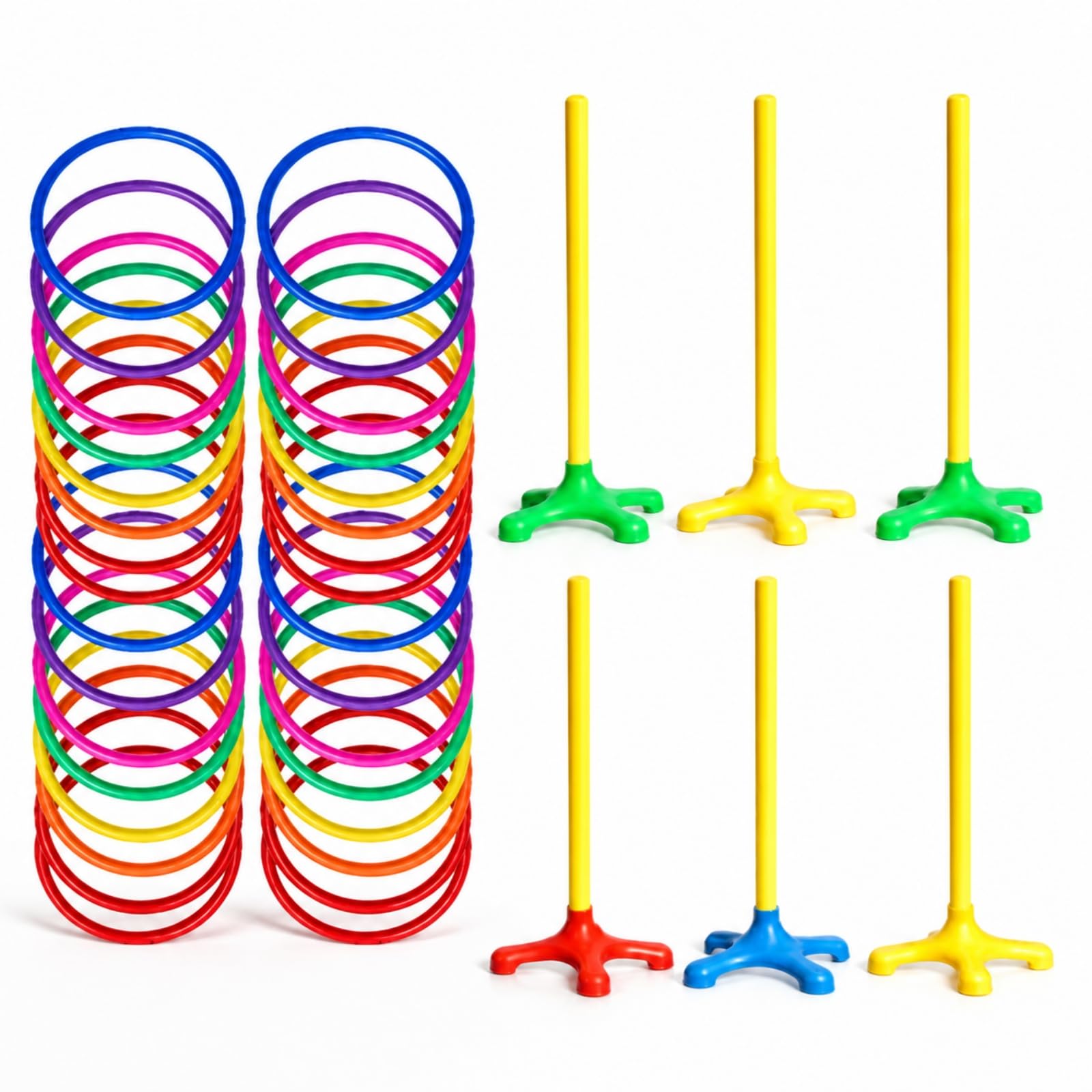 Juego con Sopors Verticales | Multicolor, Set Conos y Anillos, para Fiestas Infantiles, Espacios educativos