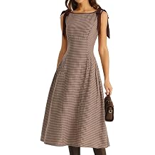 RIHOAS Womens Plaid Gingham Dress Casual Summer Midi Dresses for Women