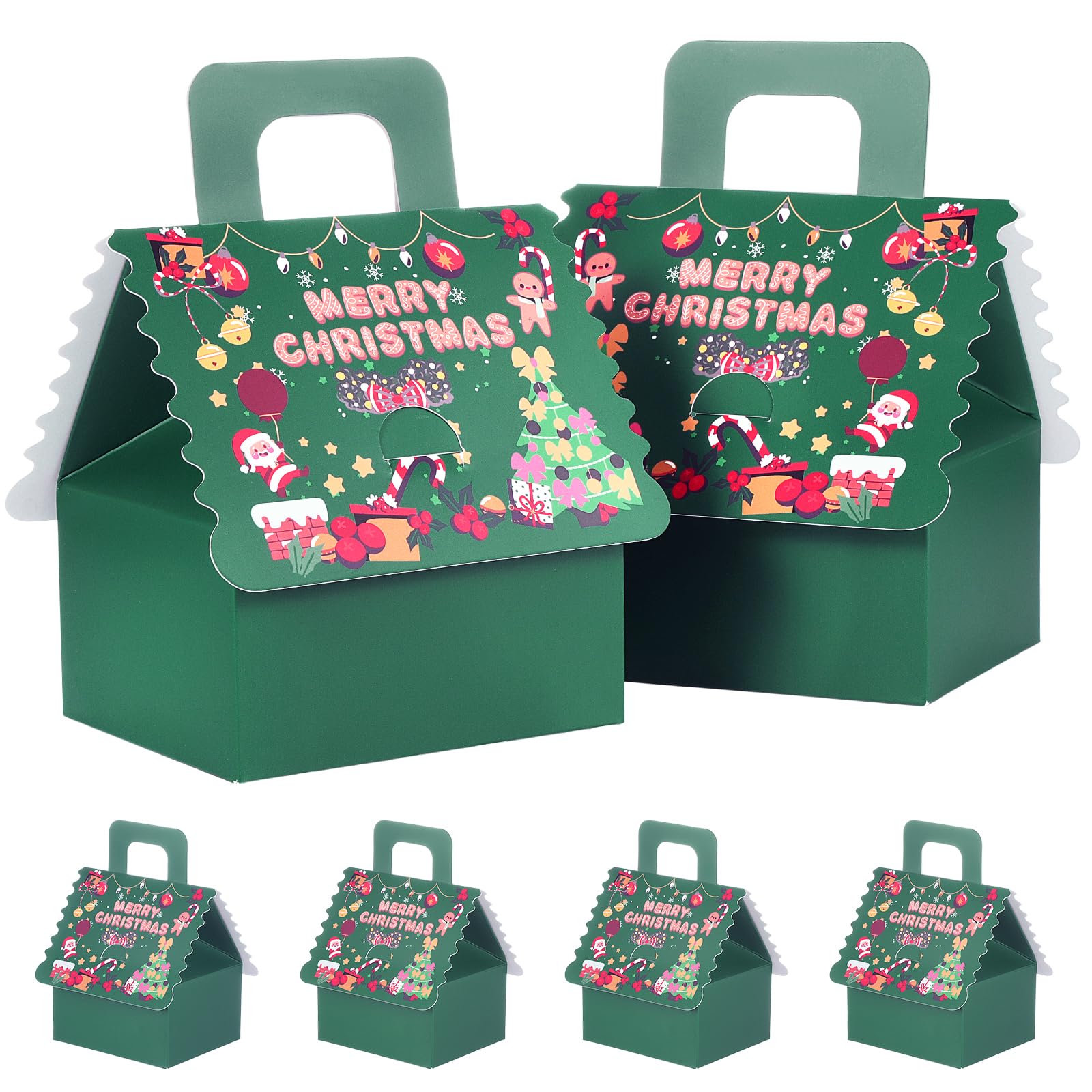 HSEAMALL 20PCS Christmas Party Gift Box Small Favour Boxes Wedding Sweet Candy Treat Cake Boxes for Guests Presents Birthday Xmas Chirstmas Gift Packaging Advent Calendar DIY (Green, Large gift box)