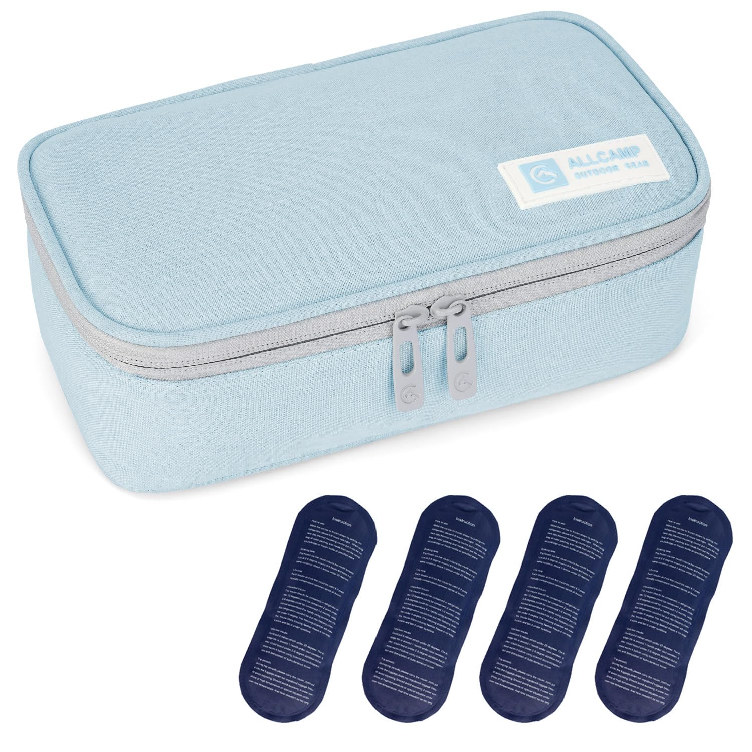 ALLCAMP Insulin Kühltasche Kühlbox für Tragbarer Organizer Diabetiker Medikamente mit Eisbeuteln, Isolierfutter und Stiftaufbewahrung