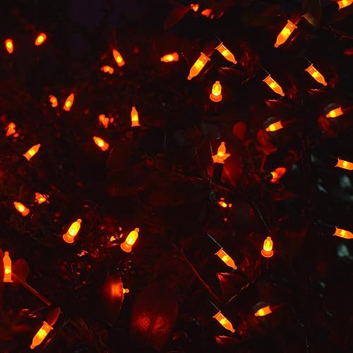 Miniatura 44 de WATERGLIDE Paquete de 2 50 luces LED de Halloween al aire libre, 16 pies con 8 modos, luces de árbol impermeables que funcionan