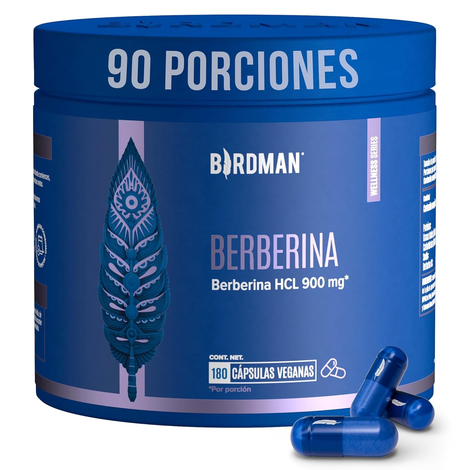 Birdman Berberina HCL 900 mg | Apoya tu Alimentación Diaria | Fórmula Limpia Sin Aditivos | Cápsula Vegana | Esencia Refrescante | Suplemento Alimenticio | 90 Porciones | 180...