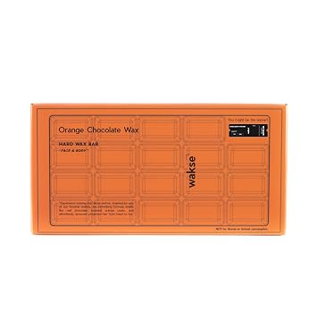 wakse Orange Chocolate Hard Wax Bar, For Face & Body Hair Removal, Stripless, Chocolate Orange Scented