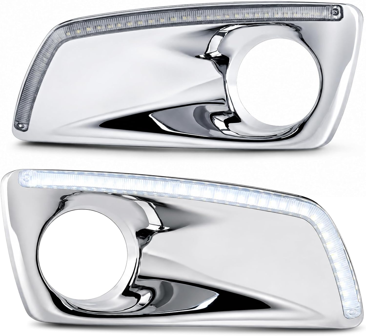 FV LED Fog Light Bezel Compatible with Kenworth T660 2008-2015 Chrome