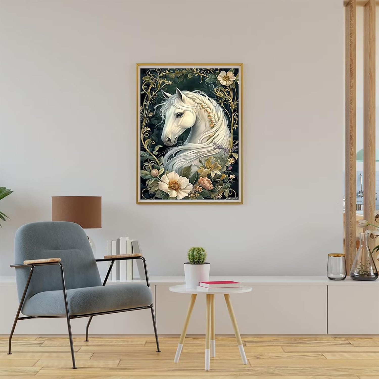 UPABLUNSO Diamond Art Kits for Adults Elegant White Horse Diamond Painting for Beginners, Diamond Dots Round 5D Full Drill Paint with Diamonds Gem Art Painting Kits DIY Crafts Kits 12x16 Inch image 3