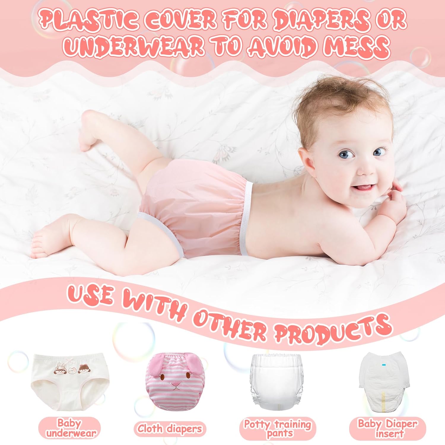 Cozypower 10 Pairs Waterproof Plastic Pants for Toddlers Reusable Plastic Diaper Covers Potty Training Underwear Pants(M) - Image 4