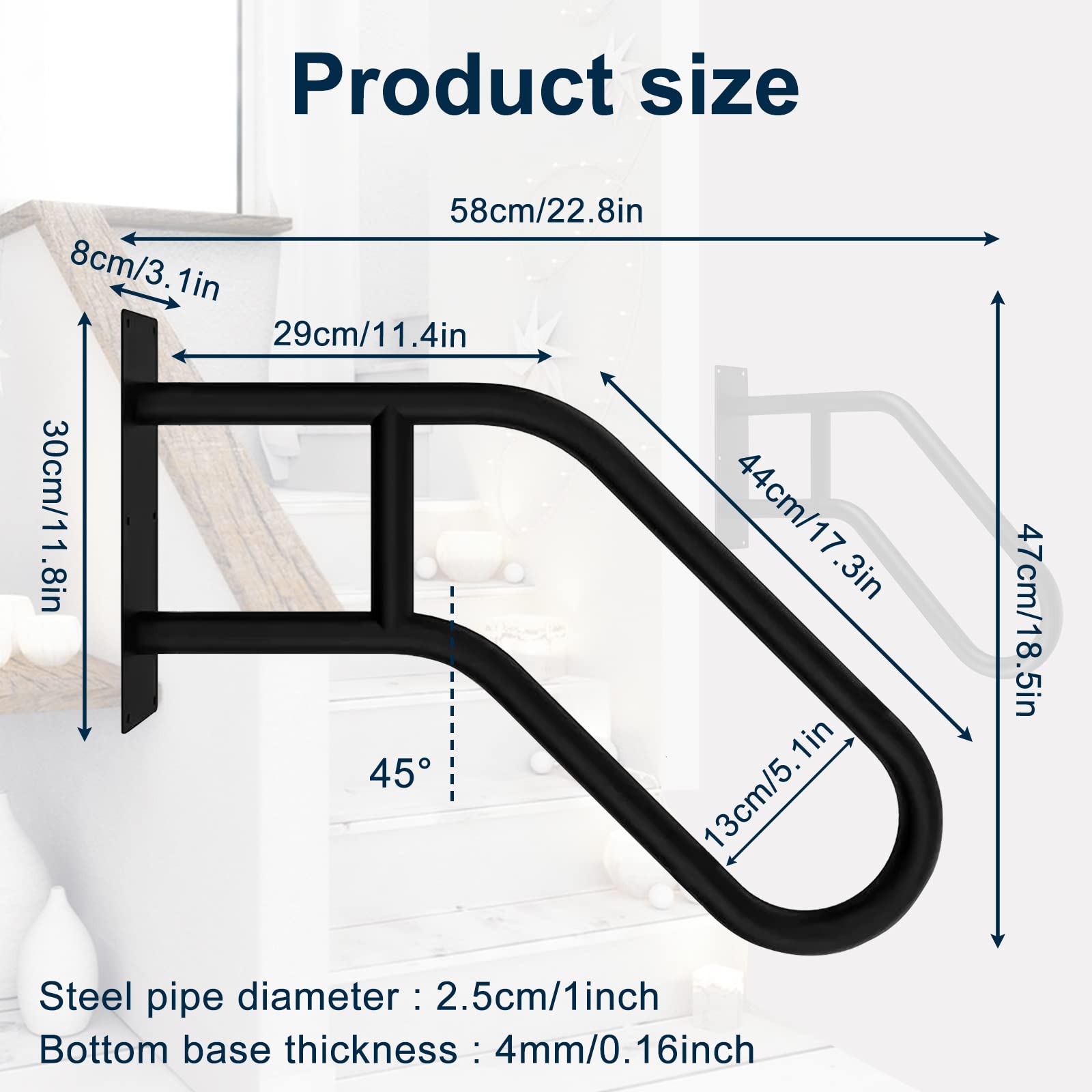 Treppe Handläufe, Edelstahl Treppengeländer Handlauf mit Beschlägen für 1-5 Stufen, Hochbelastbare Haltegriffe für ältere Menschen für Garage Veranda Garten