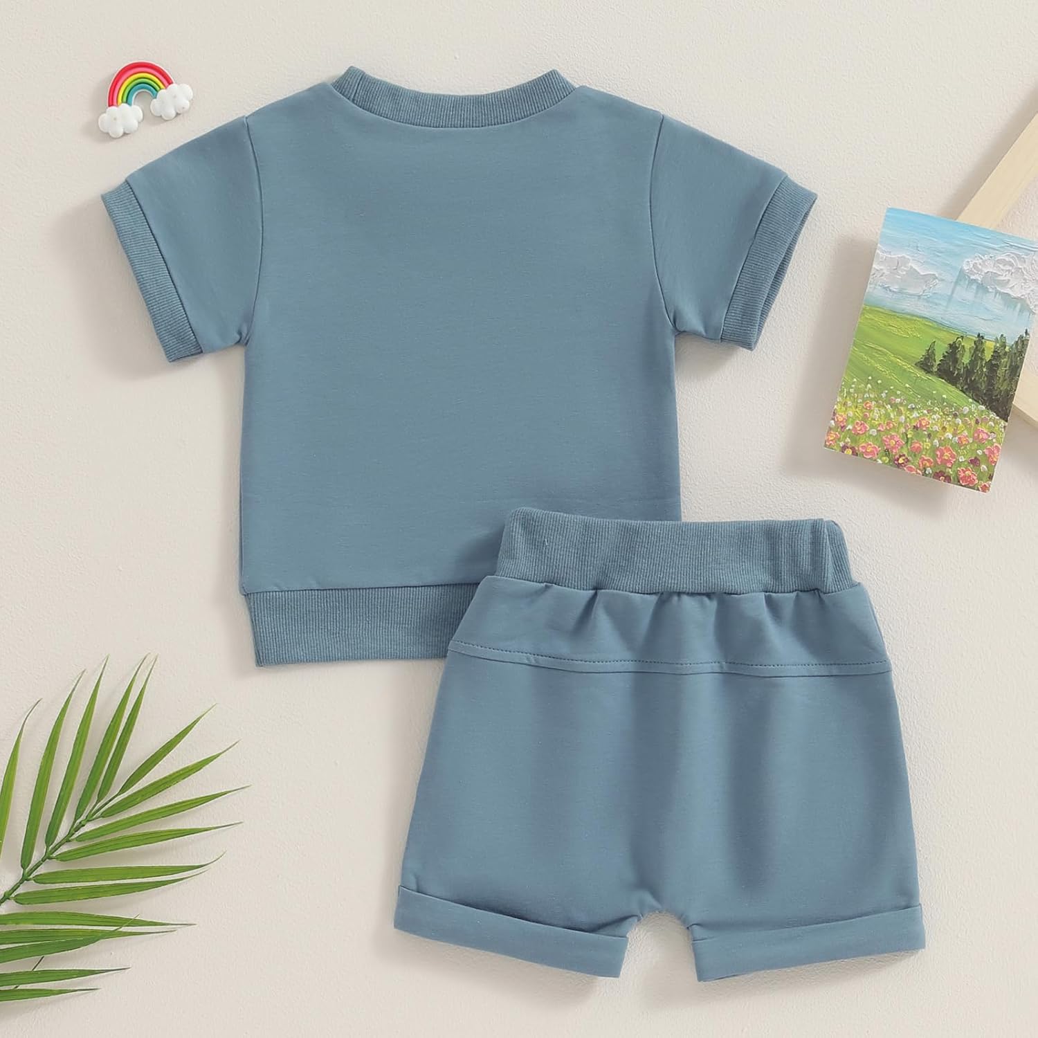 Thorn Tree Toddler Boys Clothes Set Short Sleeve T-shirt Top Elastic Waist Pocket Shorts Solid 2Pcs Outfits - Image 7